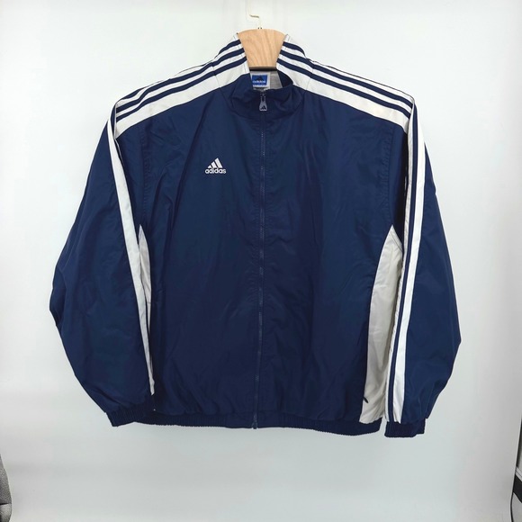 adidas Other - Vintage 2001 Adidas Team Track Jacket Mens XL Blue White Nylon Full Zip Y2K